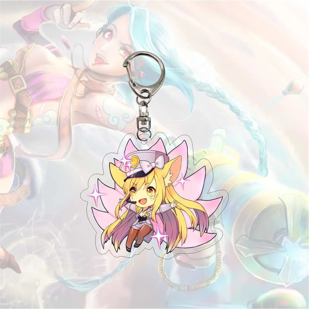 Game LOL Jinx The Chem Baroness Renata Glasc Anime Keychain Cosplay Key Chain Accessories Pendant Cartoon Pendant Gift