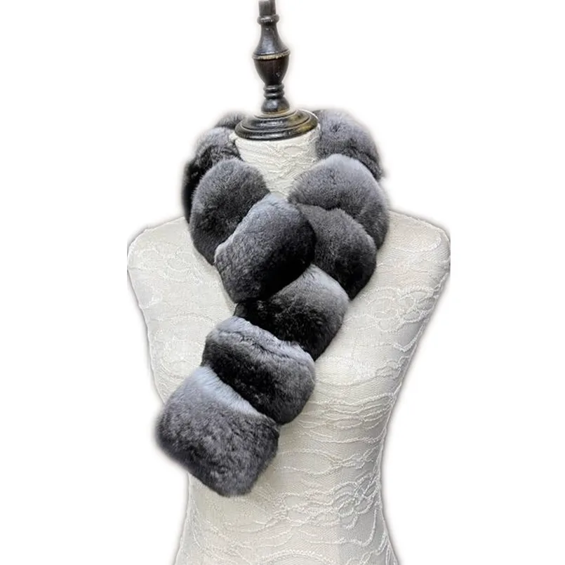 

Unisex 100% Real Chinchilla Fur Scarf Lady Wraps Natural Color Super Soft Neck Warmer Neckcheif