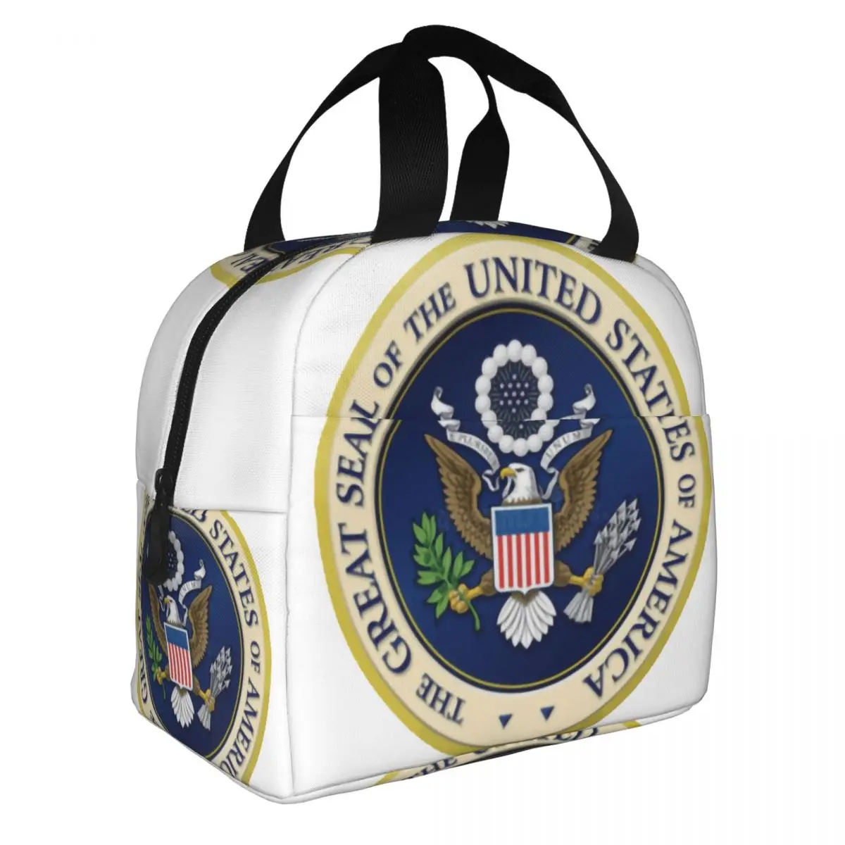 Usa President Seal Flag Coat Of Arms Insulated Lunch Bag for Women Waterproof Cooler Thermal Bento Box office Work School