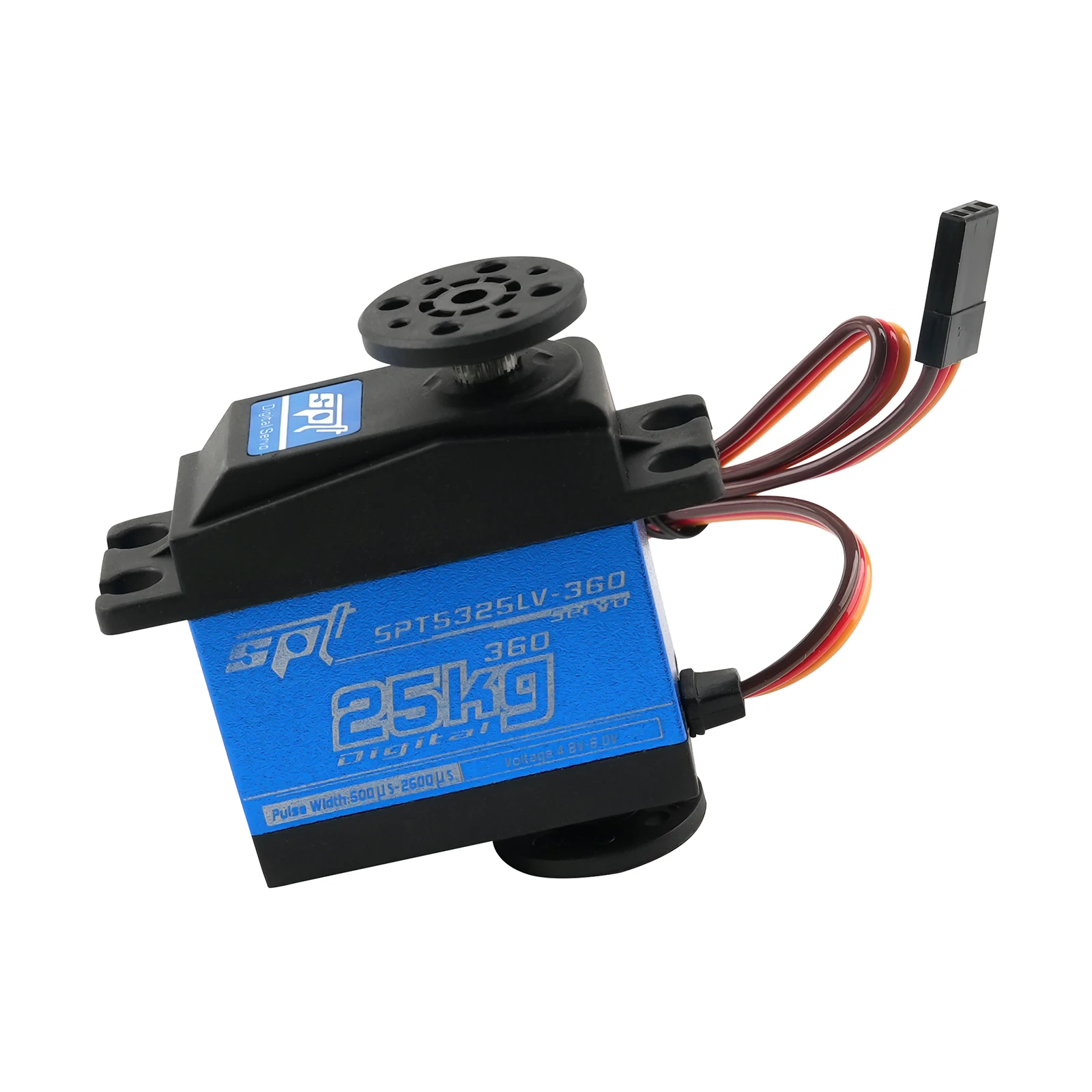 SPT5325LV 25 kg digitales Servo, 360-Grad-Drehung, Metallgetriebe, Doppelachsen-Servo, zusammengebaute Spielzeugteile für RC-Robotermodell