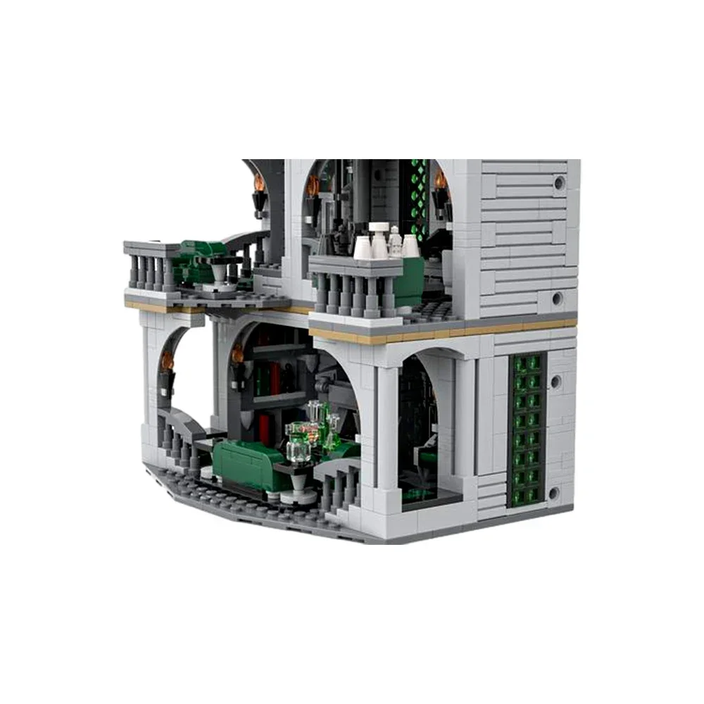 Slytherin Common Room and Dorm Building Block Model, Creative Slytherin House, Tijolos Arquitetura, Brinquedos Presentes, MOC