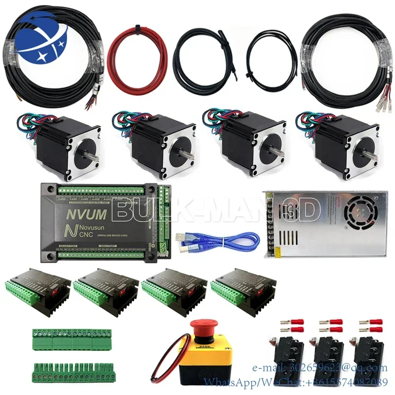 

Mach3 NVUM USB 4-Axis Motion Controller Bundle with 4x 2.45N.m Stepper Motors