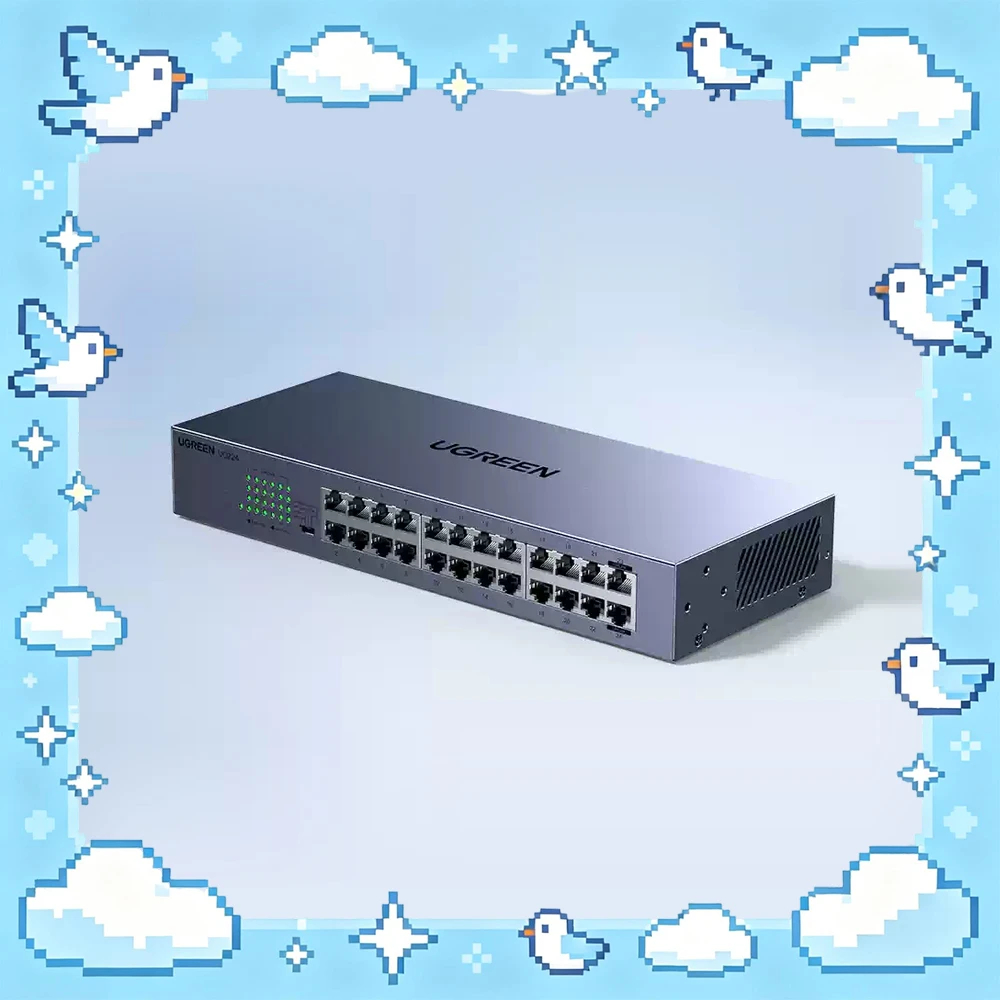 UGREEN 35374 Gigabit Ethernet Switch CM740 24 Ports VLAN Isolation Static Link Aggregation Metal Case 19in Rack Mount