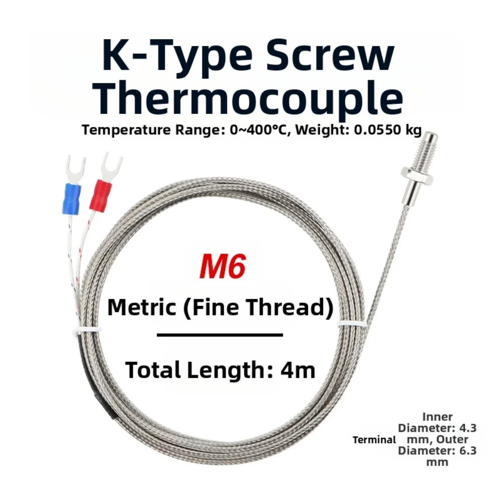 Industrial KType Thermocouple Sensor with Stainless Steel Probe for Accurate Temperature Sensing and Easy Installation