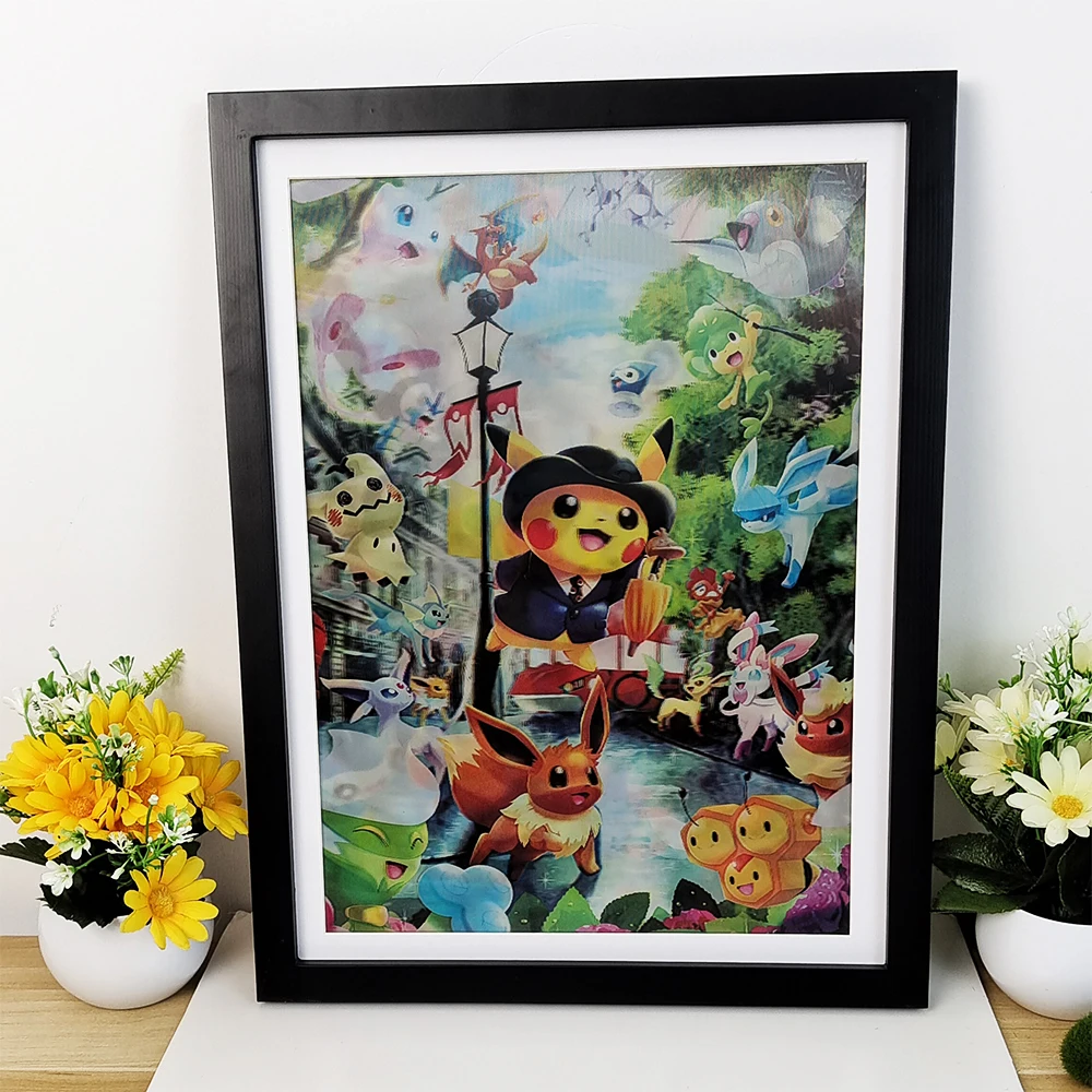 Anime Pokemon 3D Lenticulaire Poster Gengar Lapras Eevee Kom Levend met verbazingwekkende 3D Effecten Wall Art Print (Zonder Frame)