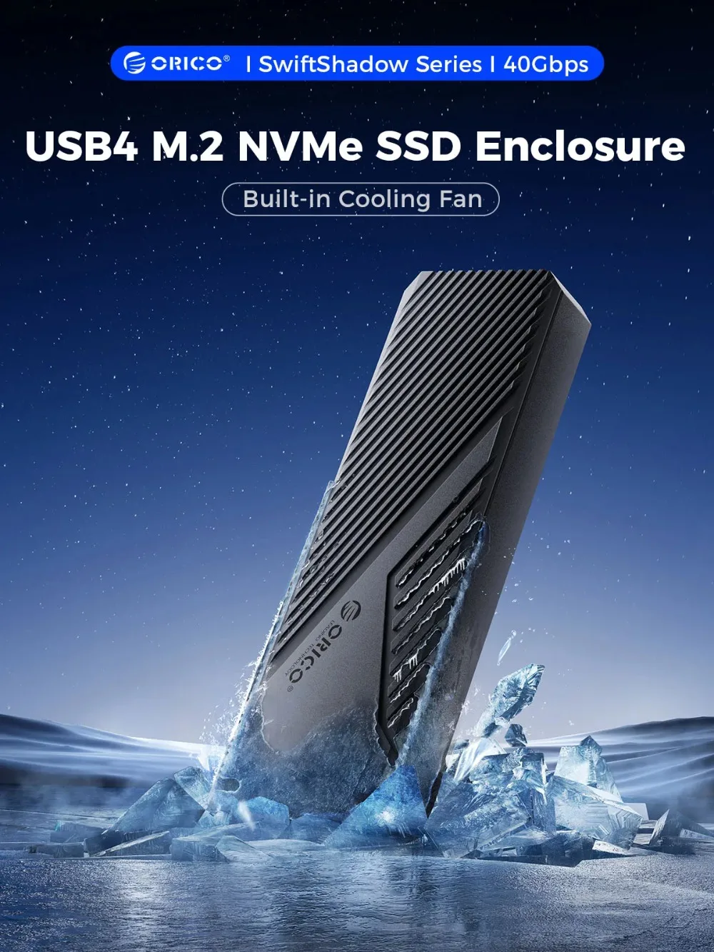 ORICO M2 SSD Case M.2 NVMe SSD الضميمة محول 40Gbps USB4 Gen4×4 USB C صندوق خارجي من الألومنيوم يدعم M مفاتيح 2 في 1 كابل