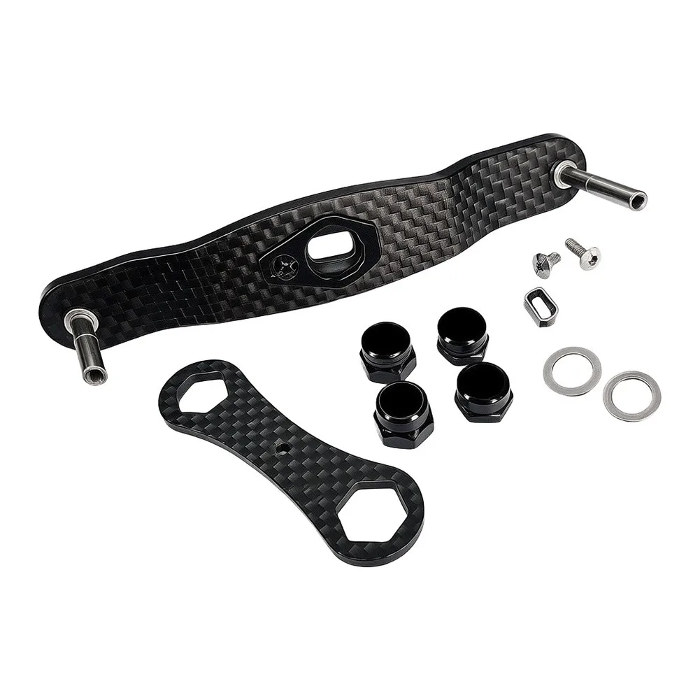 Carbon Fiber Fishing Reel Handle Set for DAIWA Models Featuring 113.9mm Length 100mm Wheelbase and 4mm Shaft Diameter Support