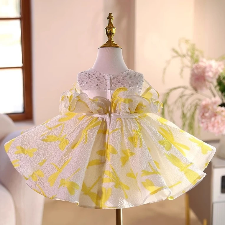 Children Fluffy Princess Ball Gown Girls Cute Birthday Party Piano Performance Dress g315