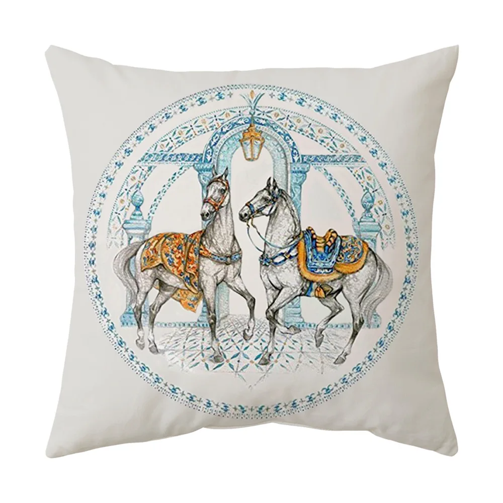 45x45cm Horse Printed Cushion Cover Luxury Decor Home Throw Pillow Case PIllowcase for Living Room Sofa Seat Housse De Coussin