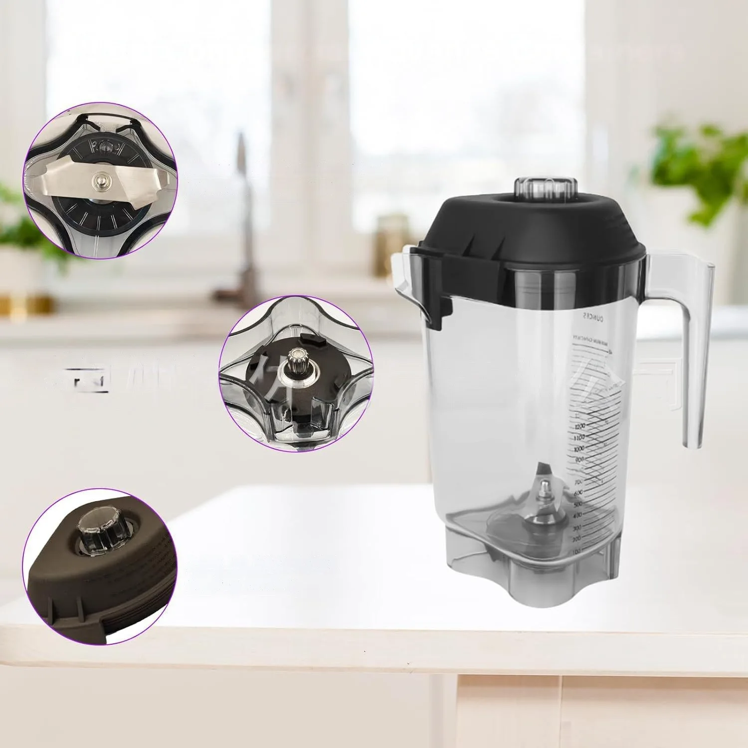 Jarra de Liquidificador de 48oz para VITAMIX VM0149 VM0122 VM0127, Acessório de Substituição para Máquina de Smoothie