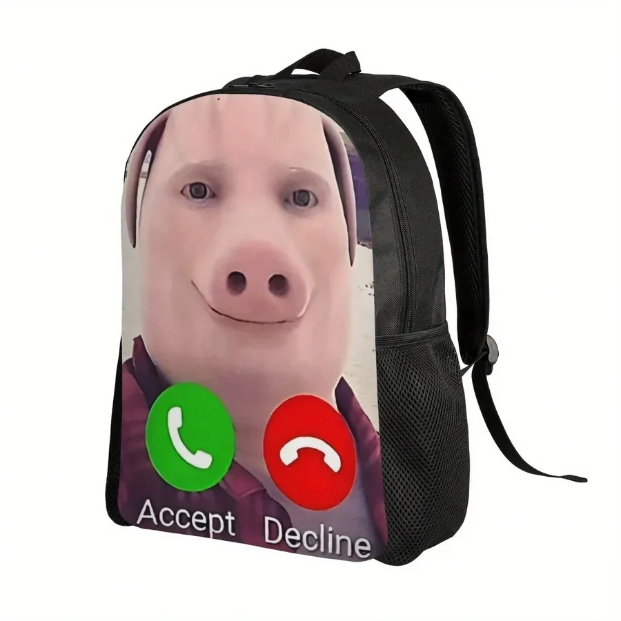 Custom Bag 1 John Pig Squeaky Storage Bag - Large Capacity Lightweight Backpack With Adjustable Shoulder Straps, Humorous Phone