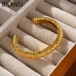 Bilandi Modern Jewelry Luxury Temperament Open Metallic Texture Bracelets For Women Party Gifts Fine Accessories Dropshipping