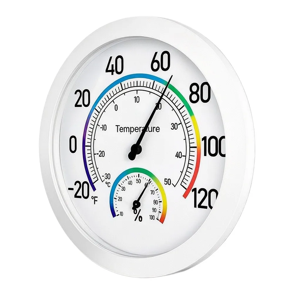 Mechanical Analog Hygrometer Thermometer for Home Office Aluminum Construction Clear and Dual Scale 30C 50C 10RH 100RH