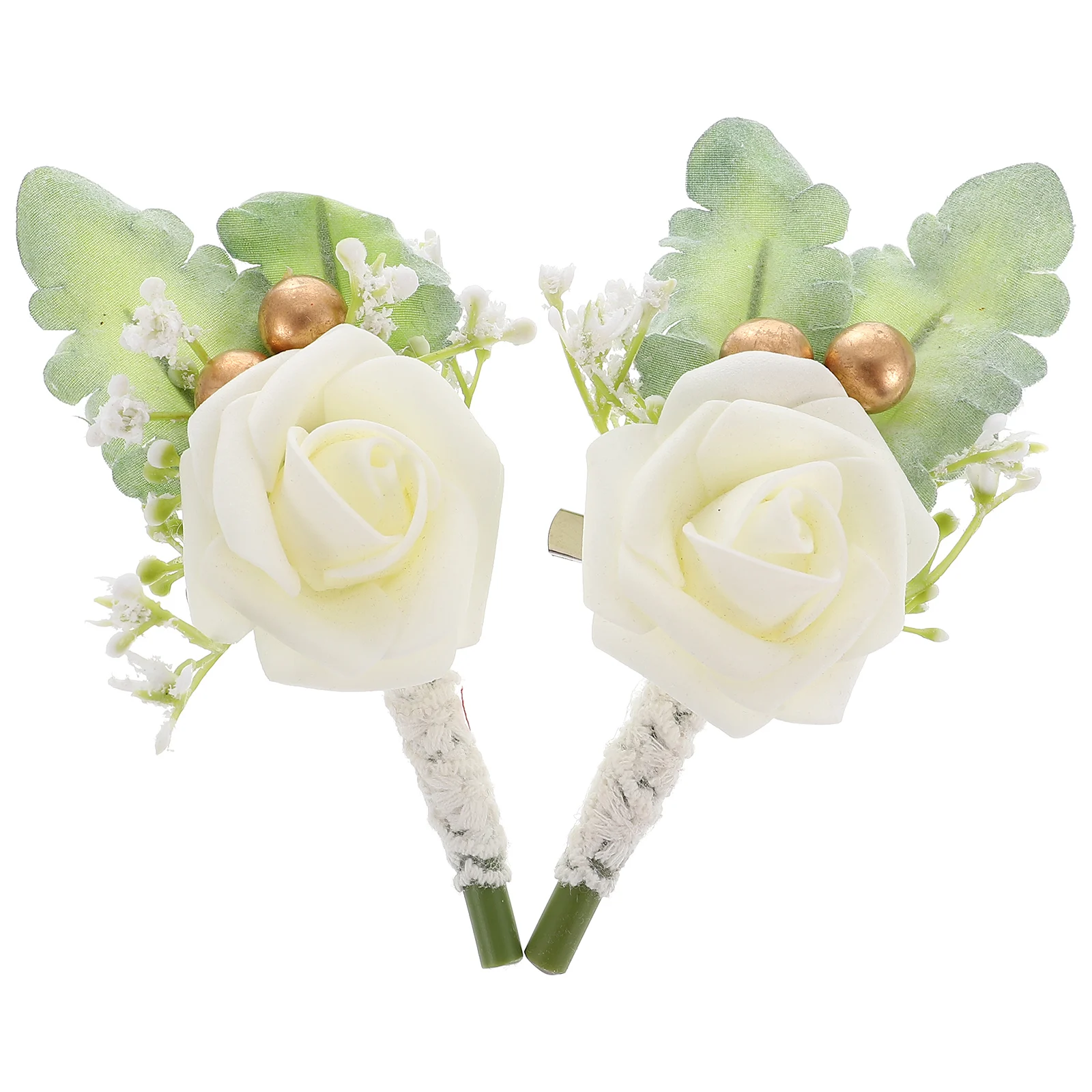 2 قطعة العريس العروة زهرة اصطناعية الصدار الزفاف حفلة موسيقية تصميم واقعي أنيق الرجال الإكسسوارات محاكاة #2
