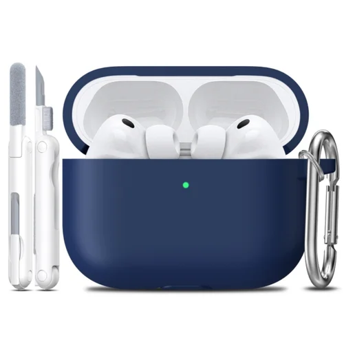 Imagen 2 del producto Funda para AirPods Pro de 3. a generación, accesorios para auriculares, funda de silicona suave con llavero y Kit de limpieza para AirPods Pro 3