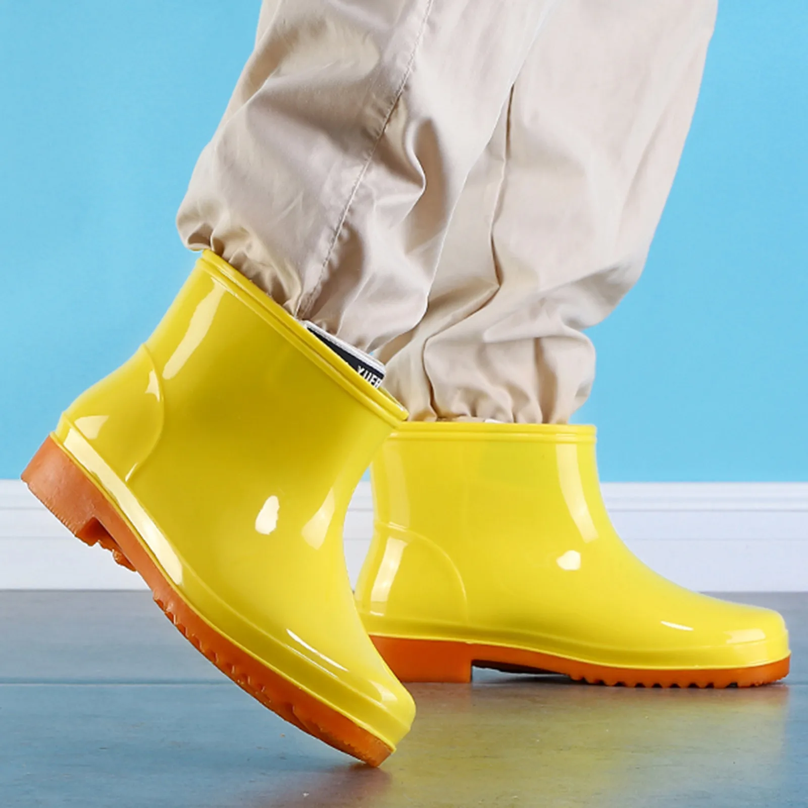 Yellow Rain Boots For Men Women Shoes Wear-Resistant Outdoor Garden Water Shoes Working Boots Comfort Non-Slip Fishing Shoes