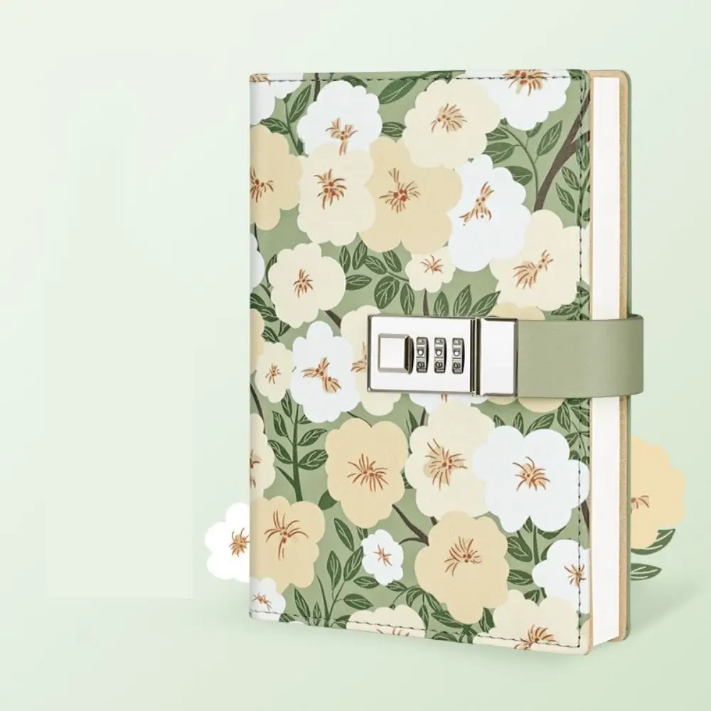 Creative 224 Pages B6 Notebook Protecting Secrets Printed Pattern Diary Book PU Leather Waterproof Password Book with Lock Gifts