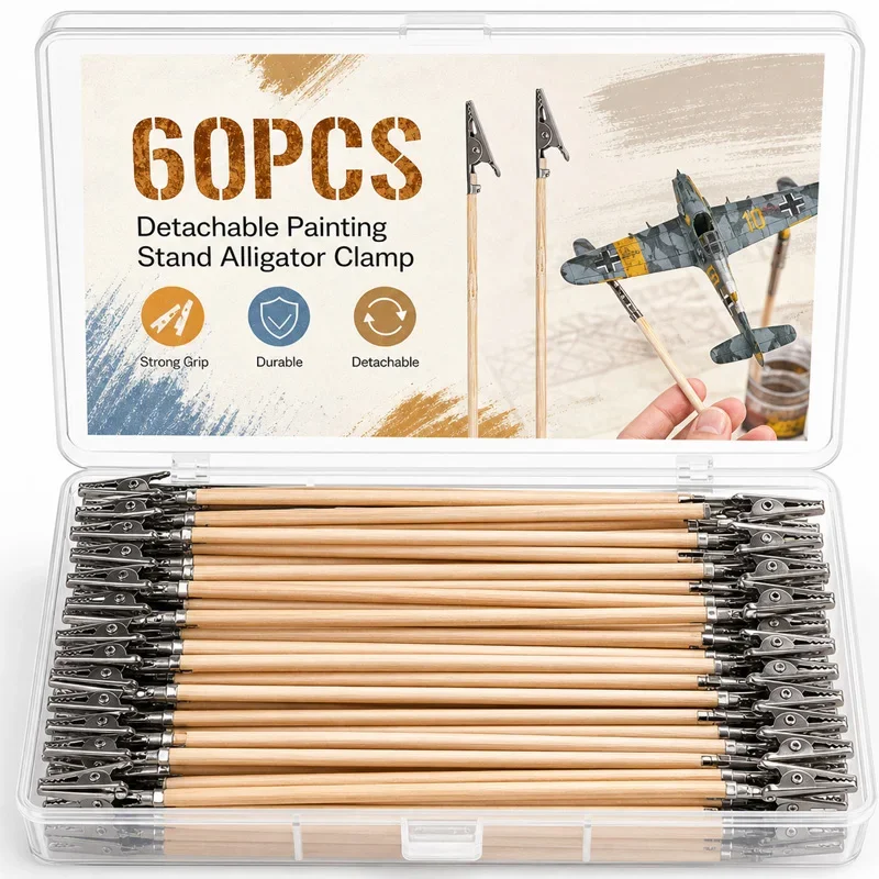 Wholesale Detachable Wood and Metal Alligators Clips Painting Stand DIY Craft Work Model Painting Tools for Airbrush Model Part