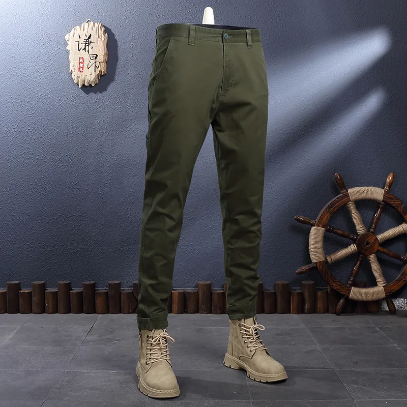 

Trendy Tapered Overalls Green Fashion Outdoor Men's Clothing Mountaineering All-Match Quality Men's Slim Casual Pants