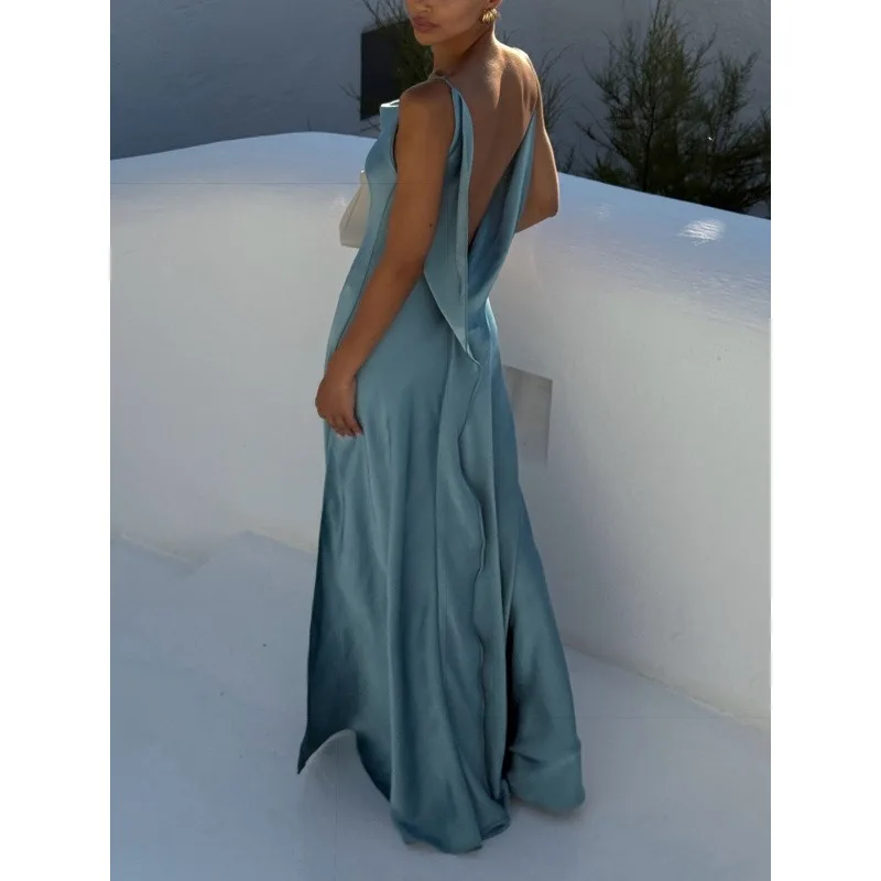 럭셔리 파티 연예인 댄스 파티 드레스 우아한 여성 게스트 웨딩 드레스 섹시한 스트랩 홀터 백리스 슬림 칵테일 이브닝 맥시 드레스