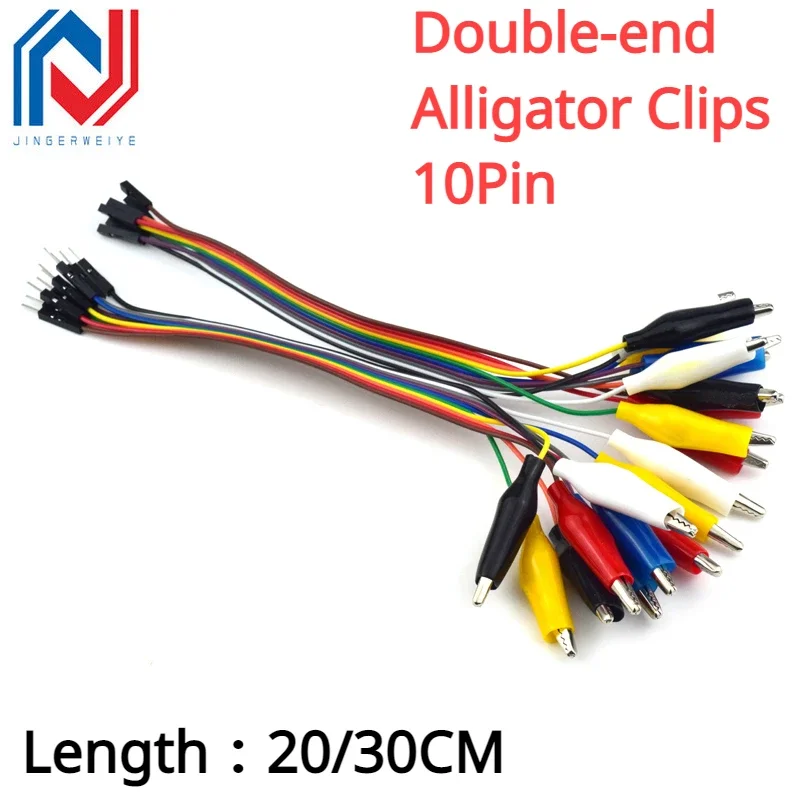 20cm 30cm 10pin Double-end Alligator Clips Jump Wire Male Female Crocodile Clip Test Lead Jumper Wire Line Cable DIY Connection