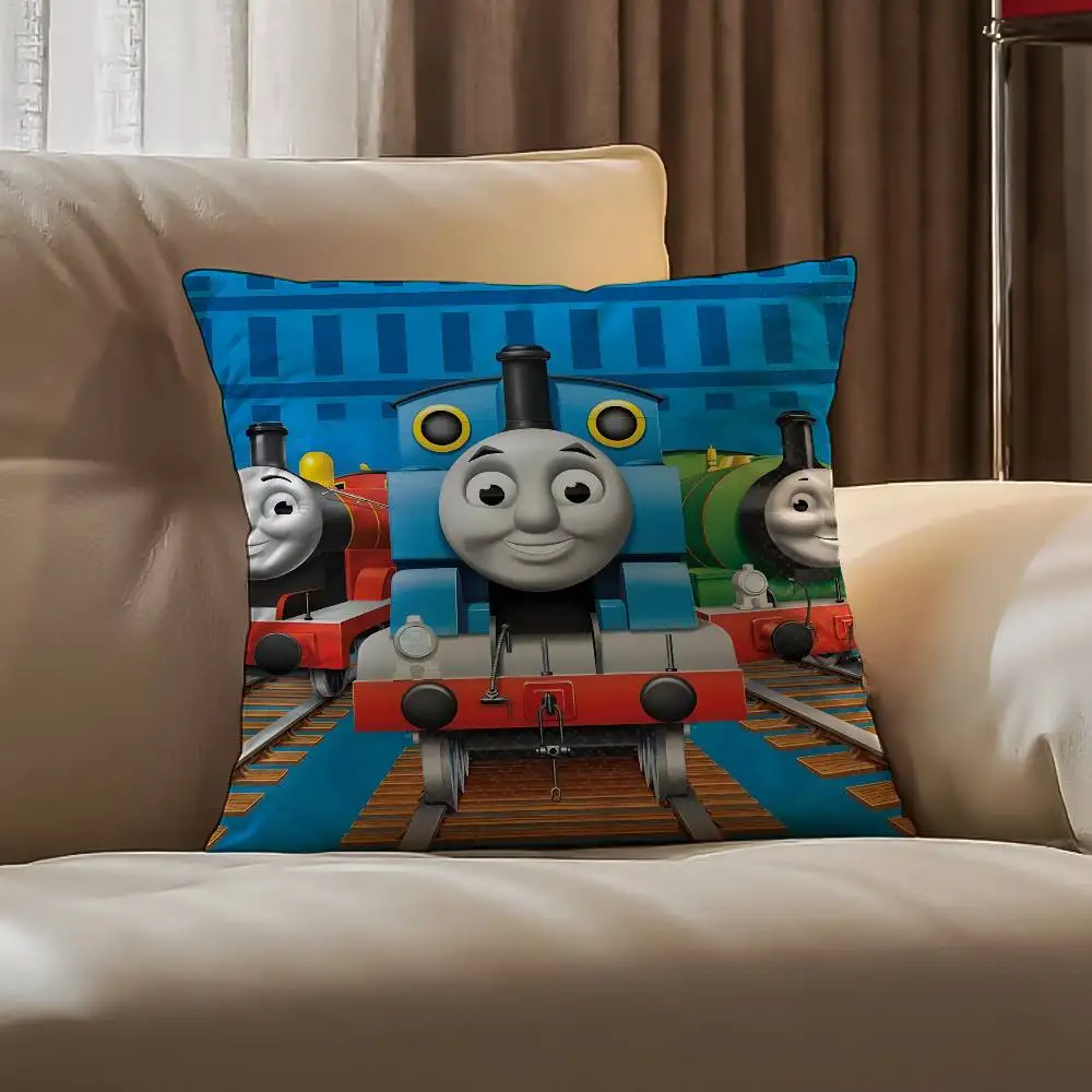 غطاء وسادة مربع من توماس ذا تراين، غطاء وسادة مضاد للغبار، سحاب غير مرئي، غطاء وسادة أريكة قطيفة قصيرة حريرية