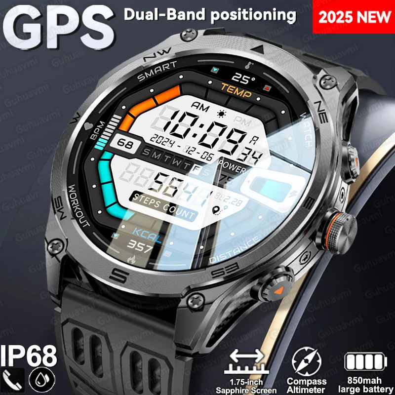 

Новые военные смарт-часы T-Rex 3 Ultra GPS, двухдиапазонные спутниковые часы 1,75 дюйма, компас, фонарик, пульсометр, спортивный трекер, умные часы