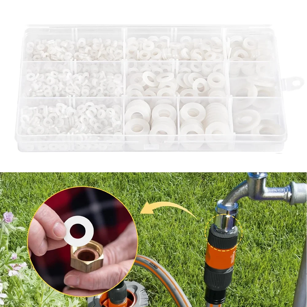 

1200Pcs White Plastic Washers Set Nylon Flat Washers for Screws Bolts M2 M2.5 M3 M4 M5 M6 M8 M10 Fasteners Kit for Sump Plugs
