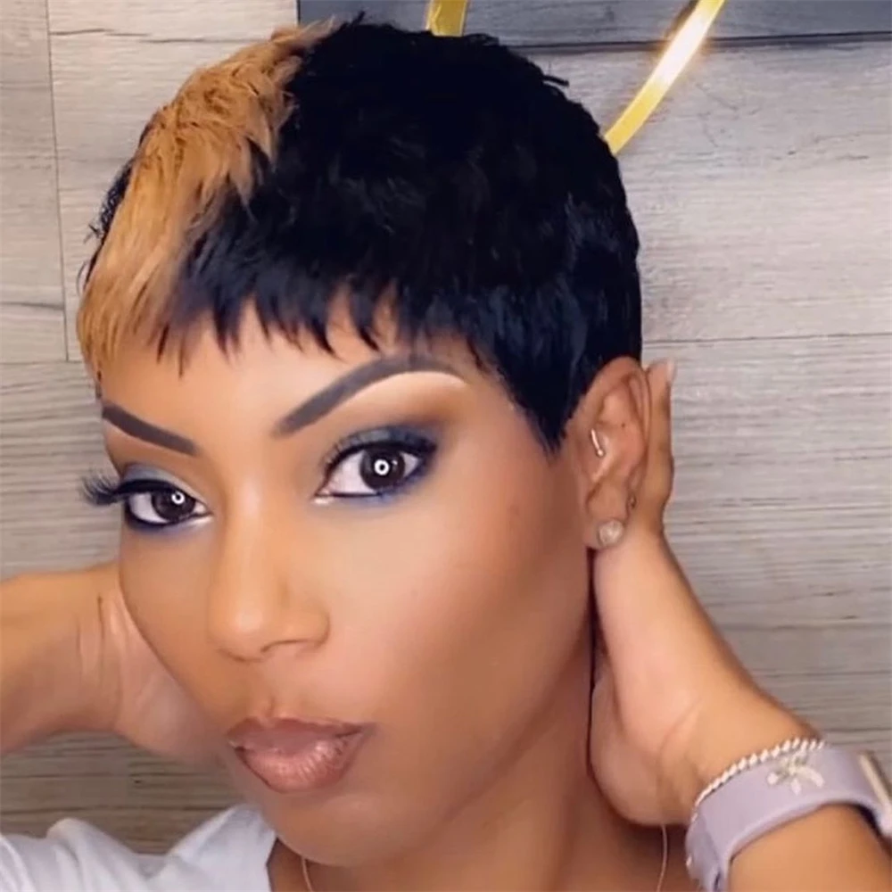 Pixie Cut Wig For Black Women Full Machine Made Wigs Short Layered  Human Hair Wigs Pixie Cut Wigs Brazilian Remy Hair Wigs 1B30