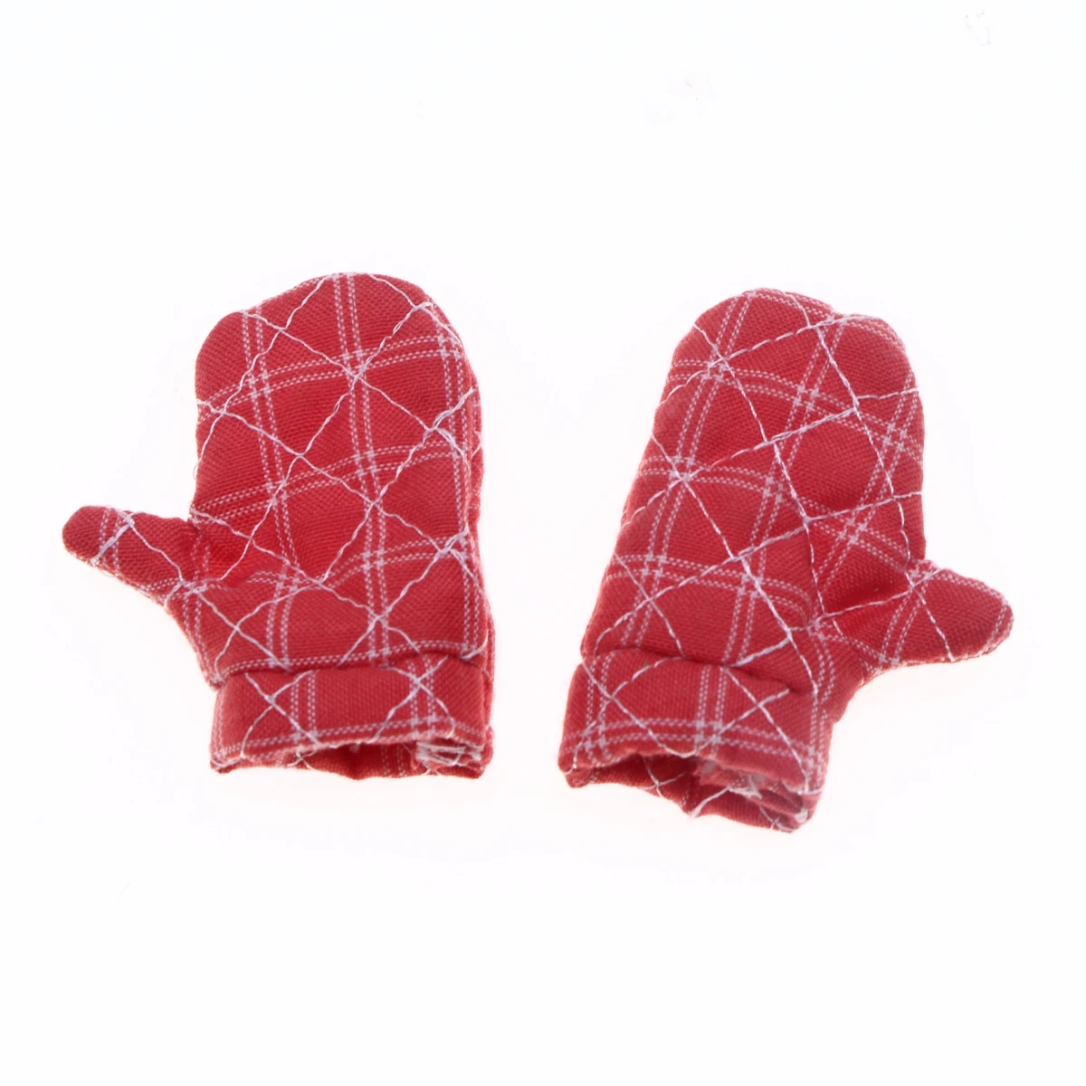 Dollhouse Miniature Christmas Elf Ffairy Doll Baking Checkered Gloves Model Simulation Dwarf Kitchen Heat Resistant Cooking Acce