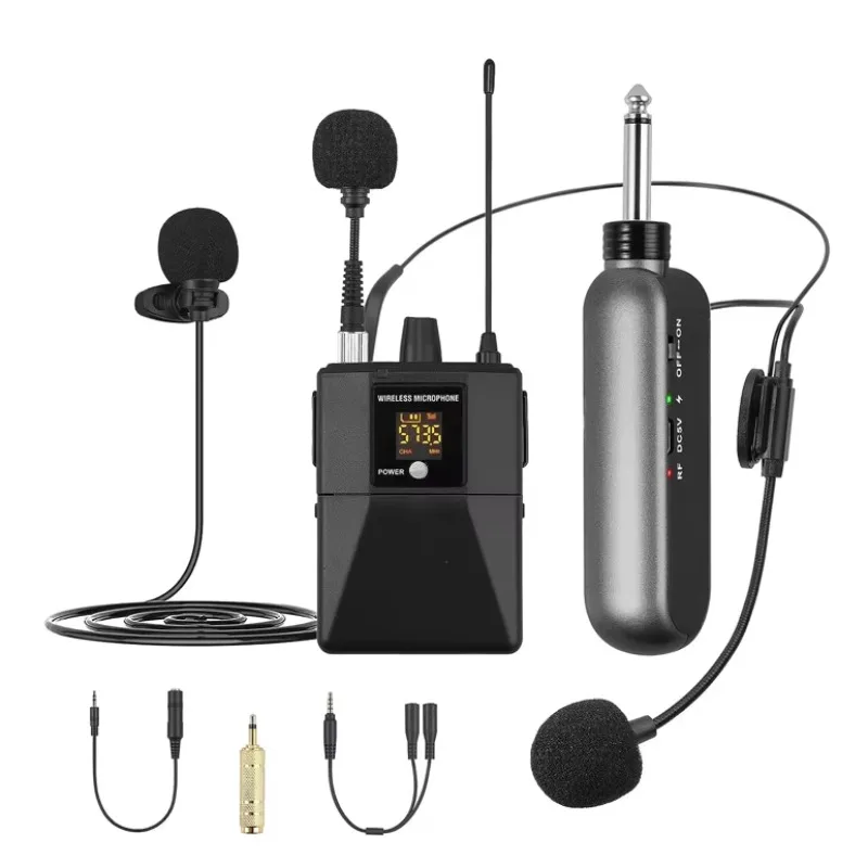 

Portable Wireless Lavalier Mic Headset Mic Interview Mic 50 Channels Mini Wireless Microphone System For DSLR Camera, PA Speaker
