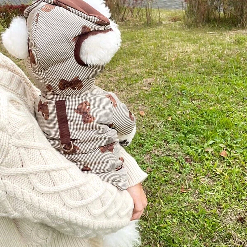 Cotton Pet Jacket Autumn Winter Medium Small Dog Clothes Cute Hood Fashion Coat Kitten Puppy Warm Sweater Bulldog Poodle Maltese