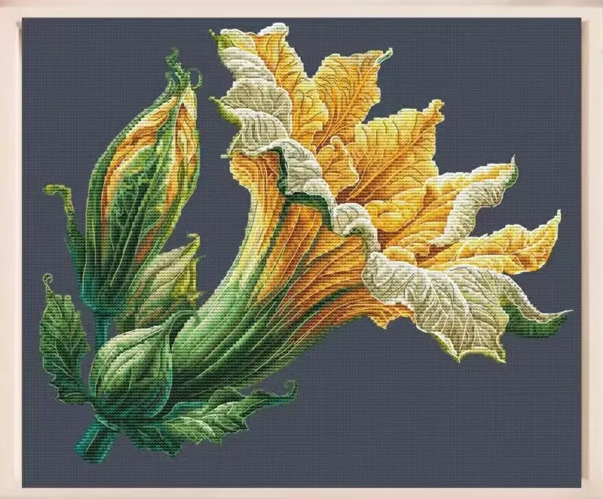 

Cucurbita flowers 18CT 16CT 14CT Unprinted Top Quality Cross Stitch Kits Embroidery Art DIY Handmade Needlework Home Decor