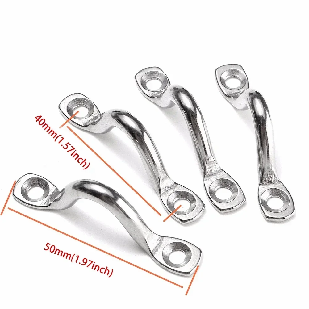 4Pcs 5mm Stainless Steel Wire Eye Strap Saddle Clip Boat Doorknob Marine Tie Down Fender Hook Canopy Boat Parts Accessories