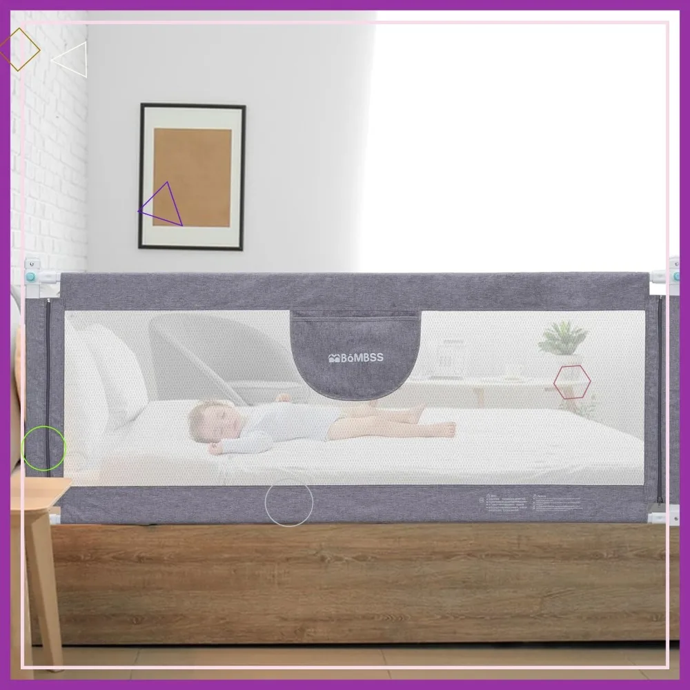 

73-дюймовые регулируемые поручни для кровати для малышей, универсальный полный матрас Queen King Twin с двойным замком безопасности