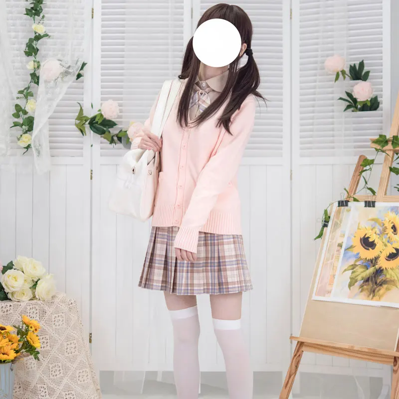 Women's Cardigan School Uniform Sweater Girls Lolita Japanese JK Uniform Winter Match Sailor Suit Student Clothes V-Neck