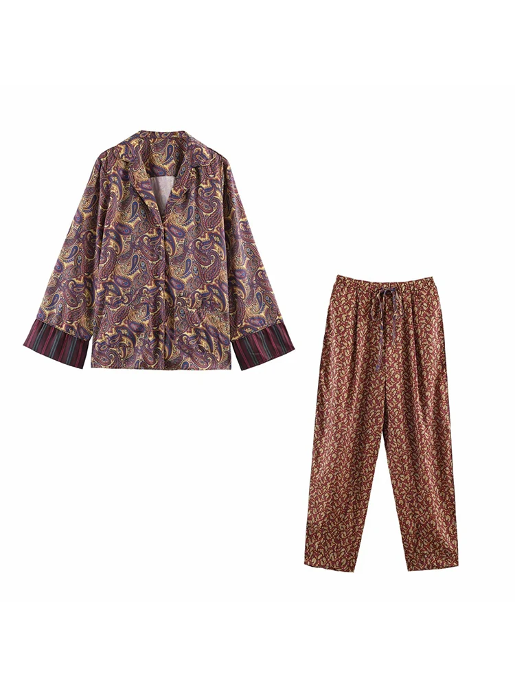 Frauen Neue Set Mode Druck Top + Print Freizeit Hosen Mit Taschen Zwei-Stück Set Frauen Elegante Liebsten Top anzug