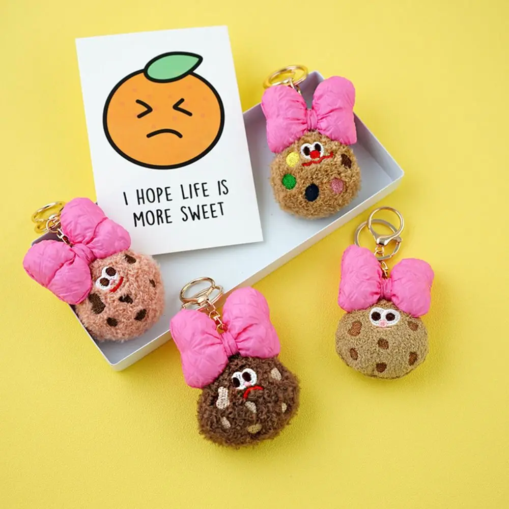 Porte-clés pendentif beurre pour sac à dos, joli porte-clés cookie, nœud mignon en peluche