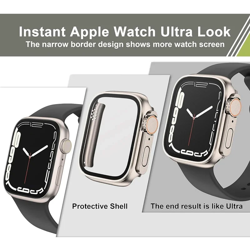 Screen Protector Cover for Apple Watch 46mm 45mm 40 41 44mm Hard PC Bumper Case iwatch series 10 9 8 7 SE 6 5 4 Change To Ultra