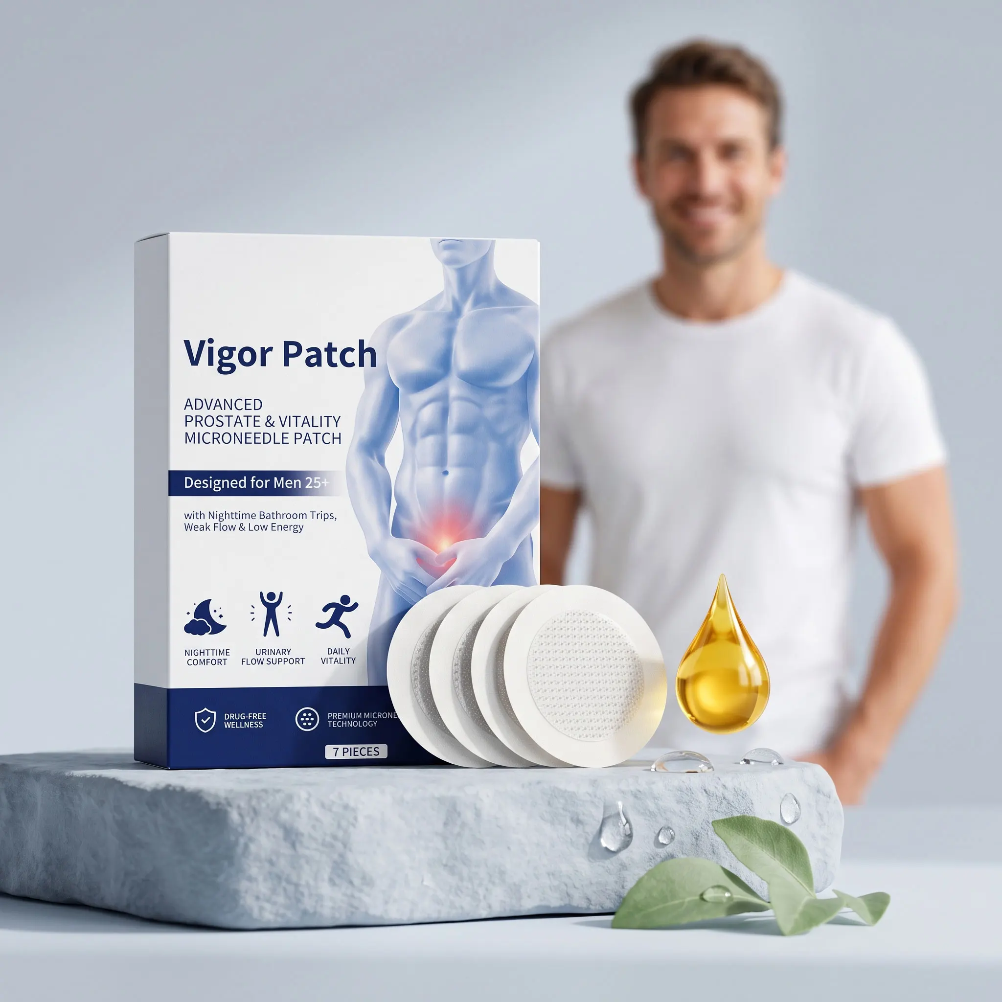 Men's Vigor Care Patches, Gentle Skin-friendly Moisturizing Body Patches, Comfort Daily External Male Wellness Stickers