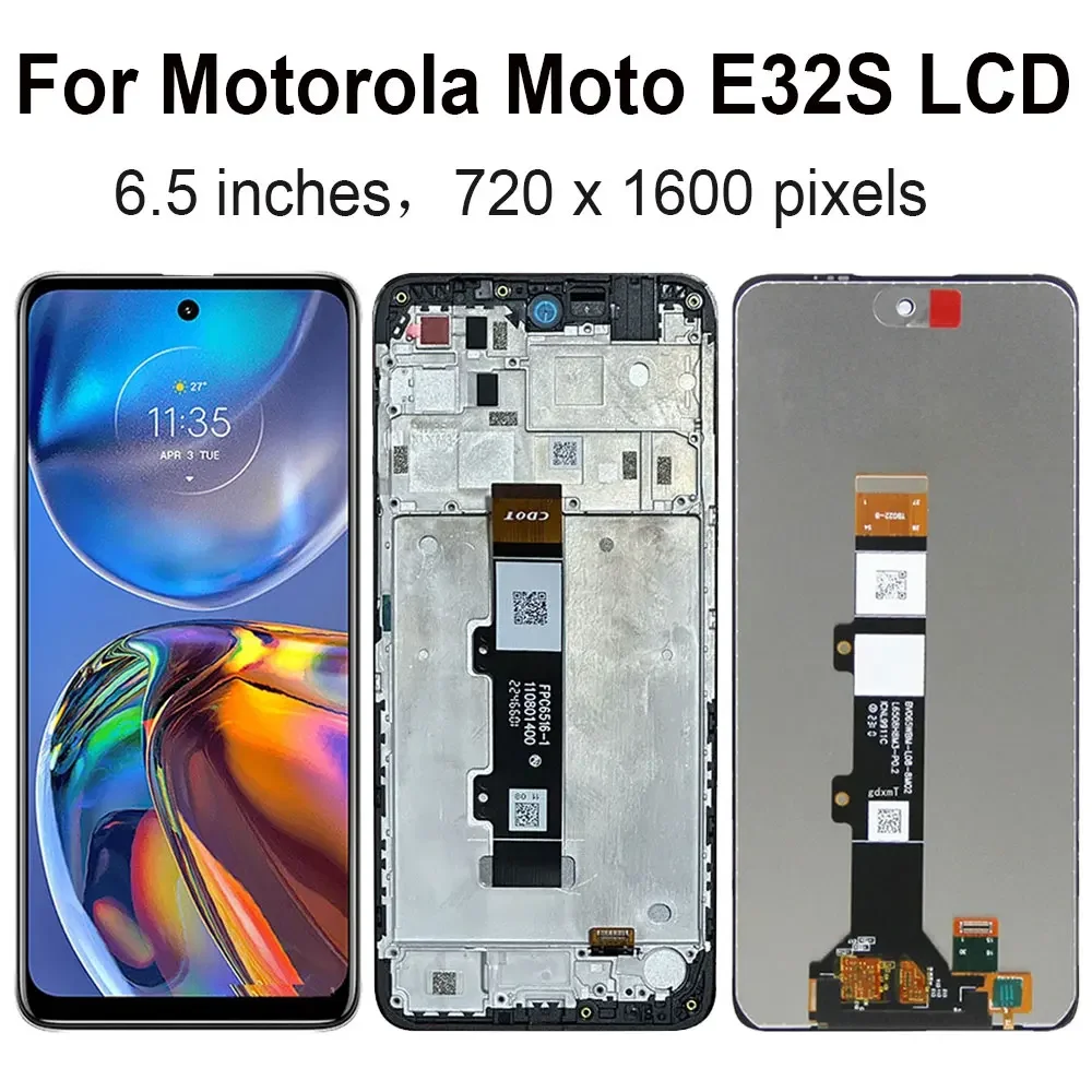 6.5“ Screen For Motorola Moto E32s LCD Display + Touch Panel Digitizer Assembly Screen Replacement For Moto E32s LCD With Frame