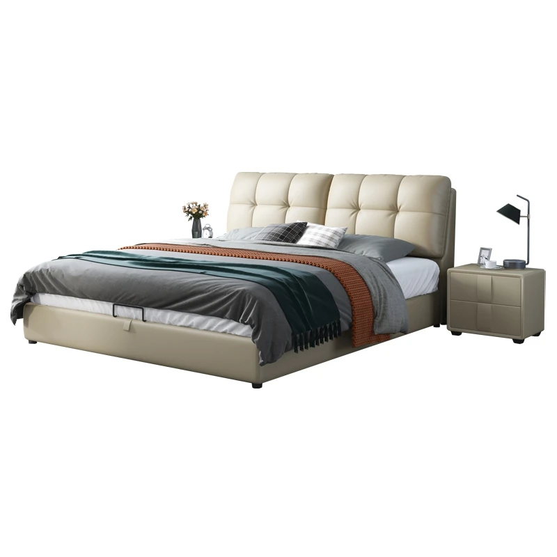 

#master bedroom furniture set luxury lift up storage queen bed frame solid wood frame double bed customization