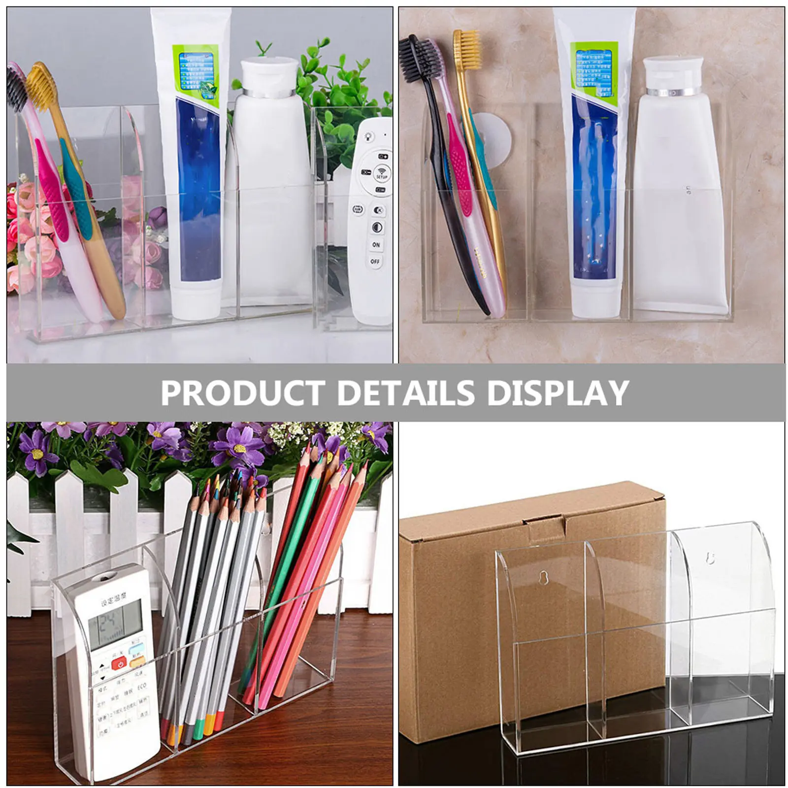 Acrylic Remote Controller Storage Box Transparent Wall-Mounted Organizer Marker Pen Rack Multi-Purpose Storage Case Household