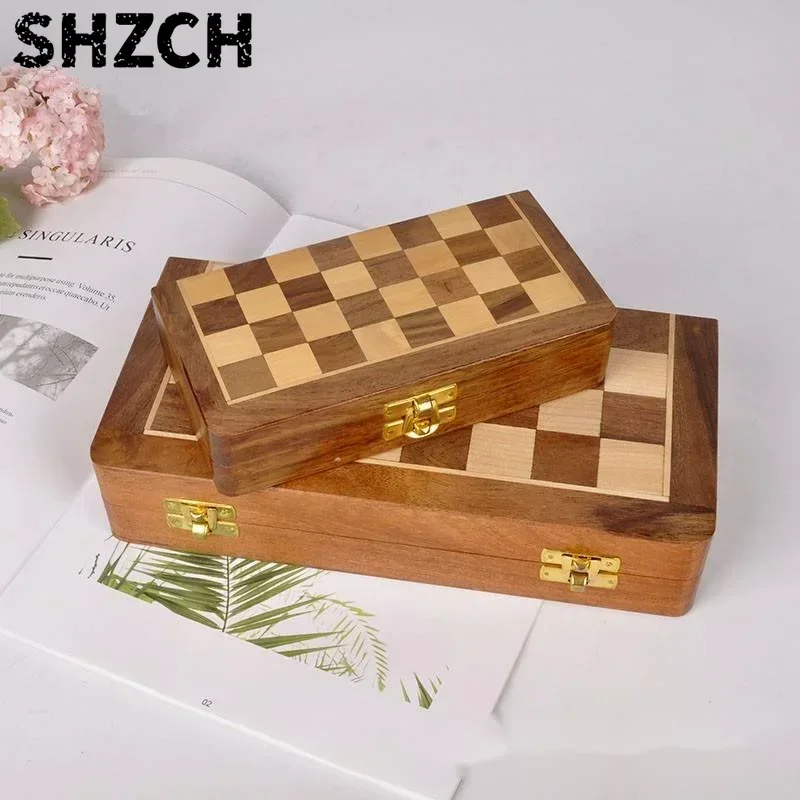 Wooden Magnetic Chess Nordic Portable Student Competition Chess Board Office Upscale Ornaments Children's Gift