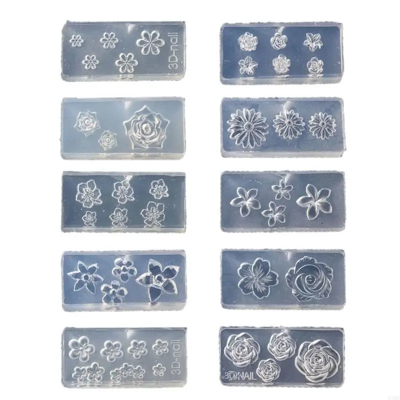 

Pack of 10 Professional Flower Art Molds Small Accessories Mold Decorative Mold for Salon Manicure Decorations F3MD