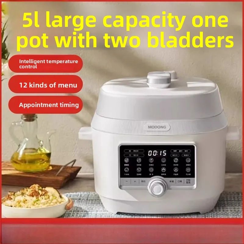 Electric Pressure Cooker 5L Dual Inner Pot Multi Function Rice Cooker Stew Soup One Pot Programmable Fast Cooking Home Use