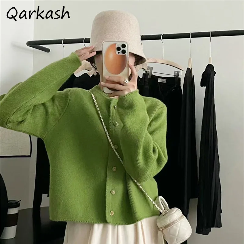 Cardigan Women O-neck Knitting Button Fashion Vintage Loose Casual Autumn Spring Streetwear Solid Simple All-match Sweater Coat