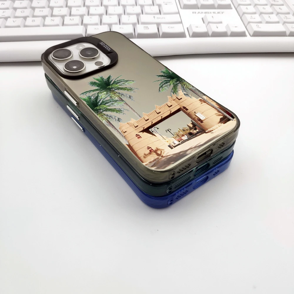 الفاخرة المملكة العربية السعودية شجرة جوز الهند جراب هاتف آيفون 12 13 14 15 برو ماكس 11 16 زائد 17 برو الهواء غطاء الهاتف Fundas