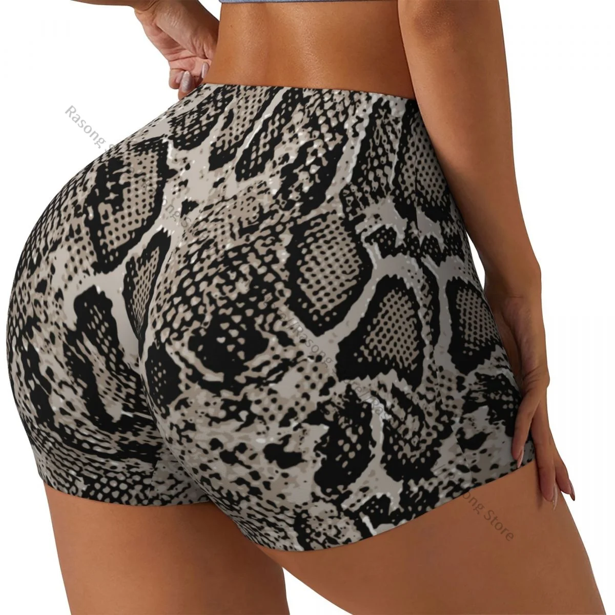 Spandex Yoga Shorts for Women Vintage Snake Skin Workout Booty Shorts