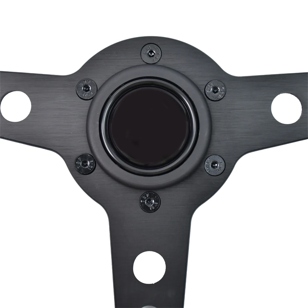 M Brand 320mm Flat Black Racing Steering Wheel 5mm Bracket Leather Drift Simulation Sports Modified Steering Wheel With 6 Holes 5